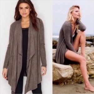 BAREFOOT DREAMS Cozychic Lite Calypso Cardigan Lagenlook Cozy Mocha Brown Small